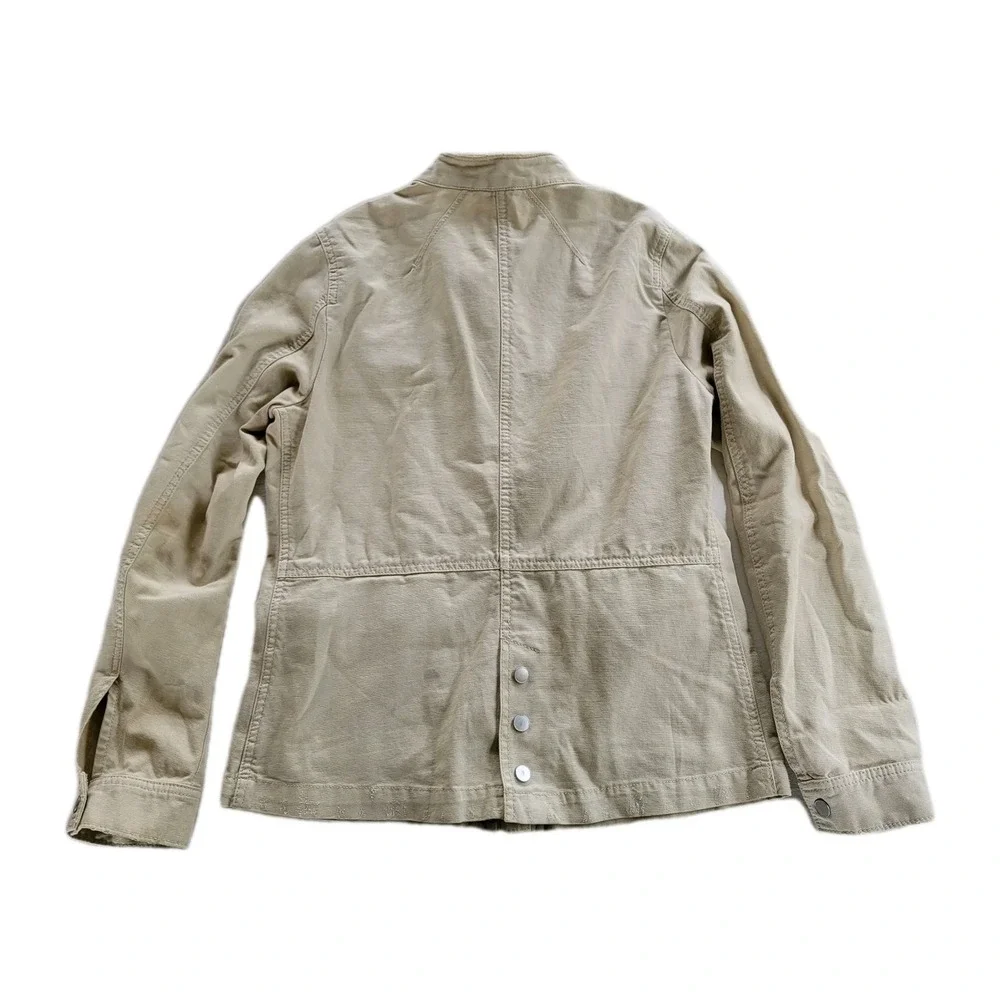 Womens Free People Seize The Day Button Zip-up Khaki Military Jacket Army M Boho - Picture 4 of 11